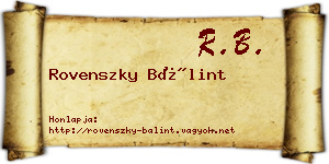 Rovenszky Bálint névjegykártya