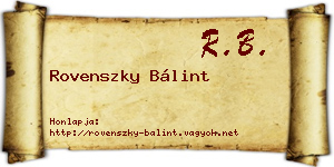 Rovenszky Bálint névjegykártya